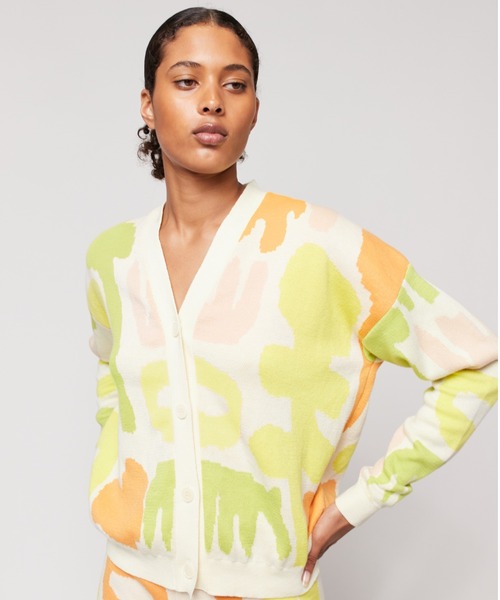 カーディガン Carnival print jacquard v-neck cardigan レディース