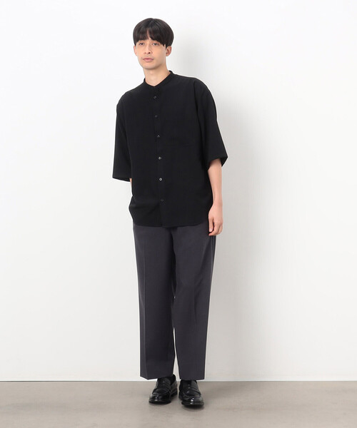 ジムニー1973様Individualized Shirts バンドカラーシャツ ファンクショナル リネンライク バンドカラー 七分袖シャツ（47