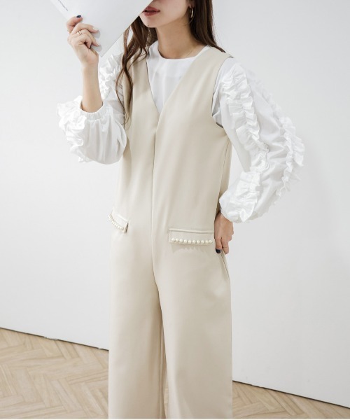 サロペット オーバーオール パールポケットサロペット