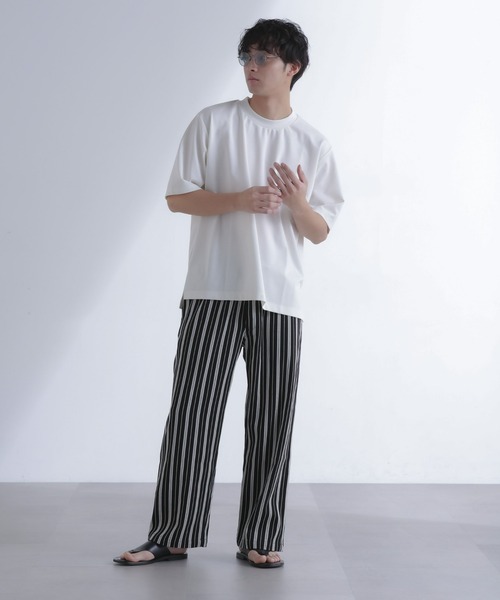 あめ nano univers ストライプパンツ NANO universe パンツ マルチストライプジャガードイージー