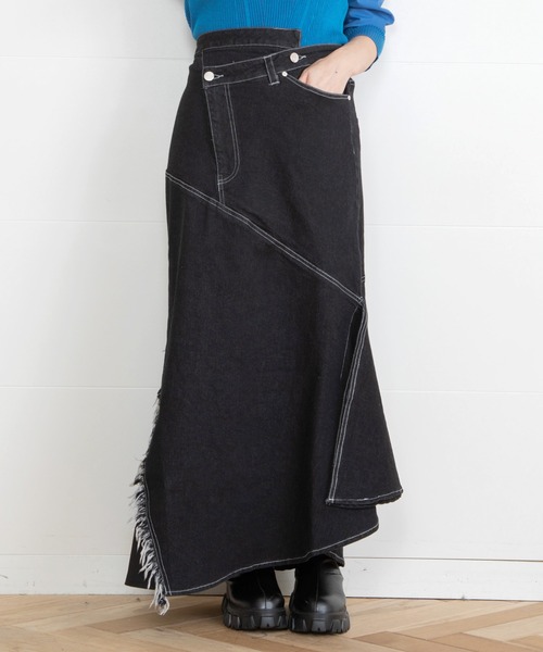 AULA AILA」 デニムロングスカート 0 ブラック レディース : 82214062  