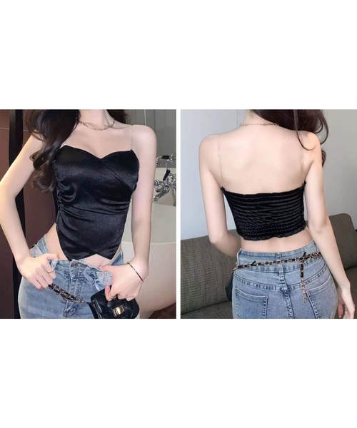 キャミソール ハートネック バック シャーリング カップイン キャミソール