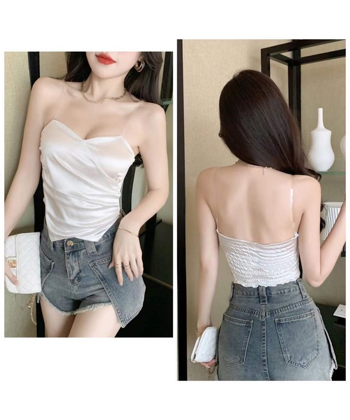 キャミソール ハートネック バック シャーリング カップイン キャミソール