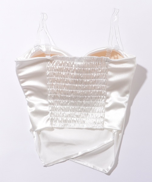 キャミソール ハートネック バック シャーリング カップイン キャミソール