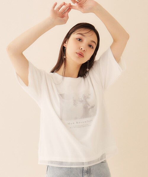 index tシャツ チュールレイヤードフォトTシャツ「洗濯機洗い可
