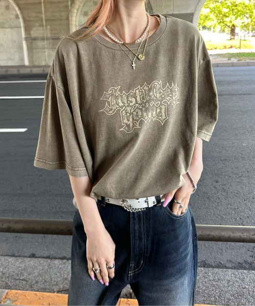 tシャツ ピグメント加工ロゴプリントTシャツ メンズ レディース