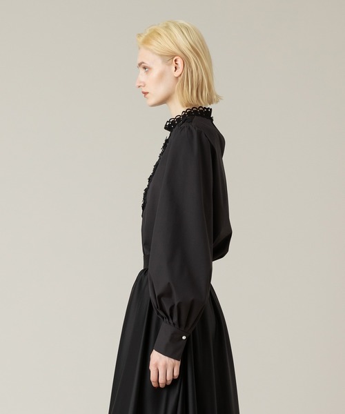 極美品✨2024SS ルルウィルビー サテンドットレースブラウス ブラック 2 LOULOU WILLOUGHBY（ルルウィルビー） ブラウス シャツ 「LOULOU