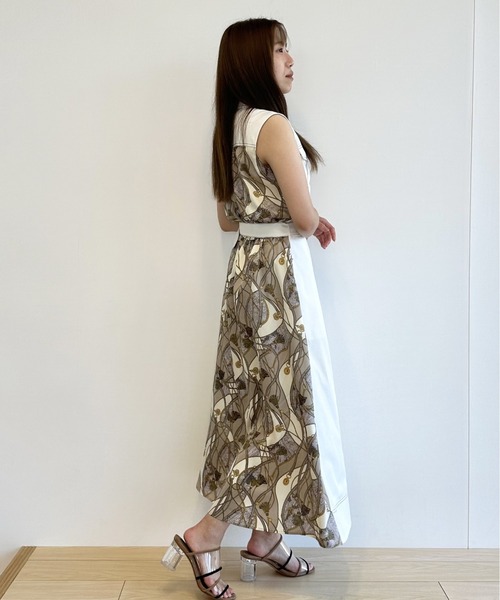   Jeans ロゴ ノースリーブドレス ワンピース ショルダーカットノースリーブ 膝丈タイトドレスワンピース