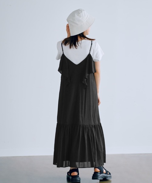 【新品未使用】COHINA コヒナラッフルデザイン キャミワンピース ブラック COHINA（コヒナ） ワンピース ラッフルデザインキャミワンピース「低