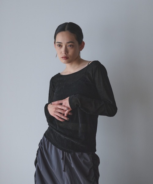 tシャツ ベロアノースリーブトップス レディース ベロアノースリーブトップス（Tシャツ/カットソー）｜LAGUNAMOON