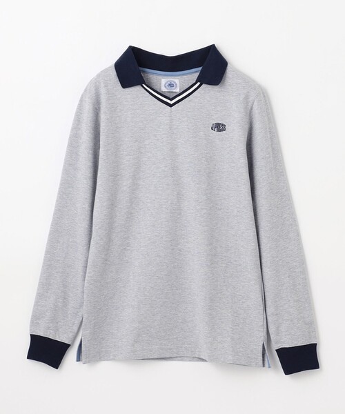 J.PRESS ポロシャツ 「140-170cm」40/2天竺襟付き Vネック