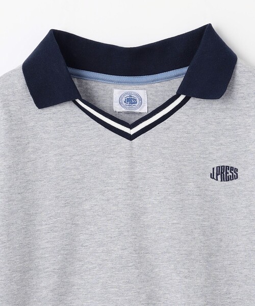 J.PRESS紺ジャケット150.Poloパンツ140.白シャツ150セット J.PRESS（J.プレス） ポロシャツ 「140-170cm」40/2天竺襟付き Vネック