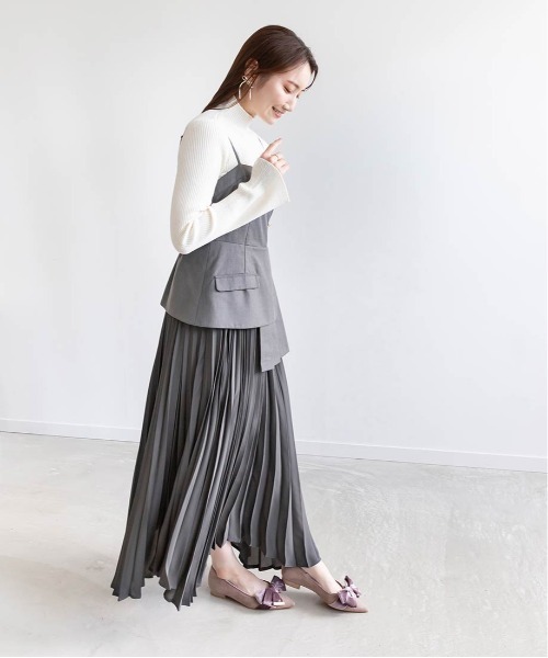 RANDA（ランダ） ワンピース プリーツレイヤードキャミワンピース