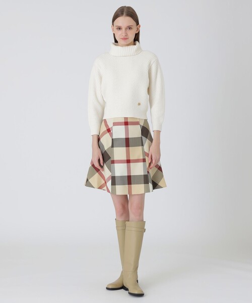 BLUE 敷け LABEL クレストブリッジチェックウールビエラプリーツスカート34