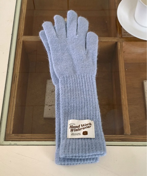 手袋 指穴付き カラー ニット ロング グローブ レディース : ZOZOTOWN