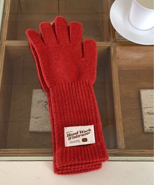 手袋 指穴付き カラー ニット ロング グローブ レディース : ZOZOTOWN