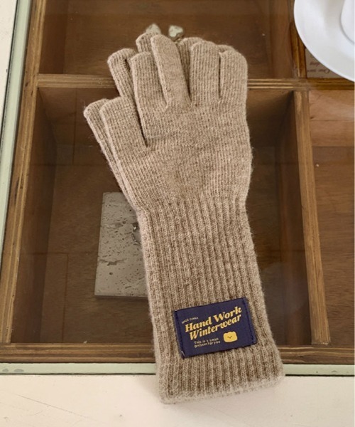 手袋 指穴付き カラー ニット ロング グローブ レディース : ZOZOTOWN