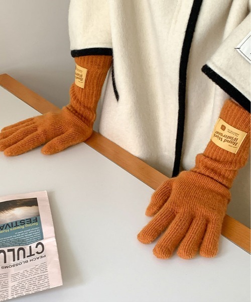 手袋 指穴付き カラー ニット ロング グローブ レディース : ZOZOTOWN