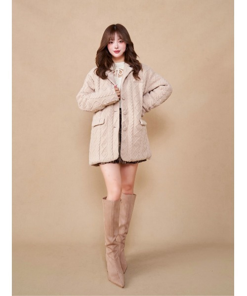 Darich コート アウター ケーブルニットジャケットコート レディース