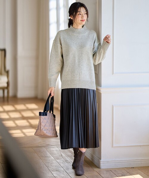 ANY（エニィ） スカート 「洗濯機可/ウエストゴム」レザーライク