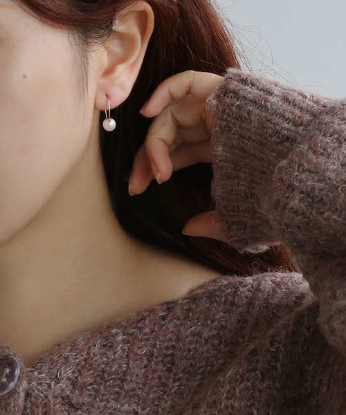 queite ピアス K10 YG 淡水パール フープピアス「queite」 レディース