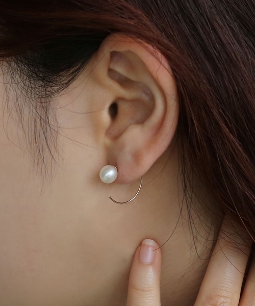 queite ピアス K10 YG 淡水パール フープピアス「queite」 レディース