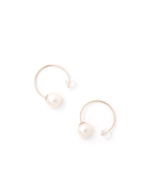 queite ピアス K10 YG 淡水パール フープピアス「queite」 レディース