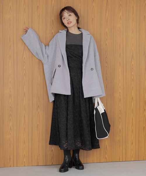 美品　ASCOT　ウール　テーラードジャケット　ブラック　11号　M ワンフォークロージング 1111clothing ◇ロゴワッペン ビッグ