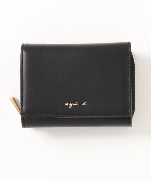 agnes b. アニエスベー 三つ折り財布 ミニウォレット レザー ブラック