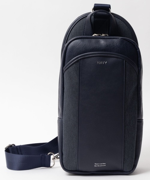 NAVY ウエストポーチ ポリデニム合皮切替ボディバッグ メンズ