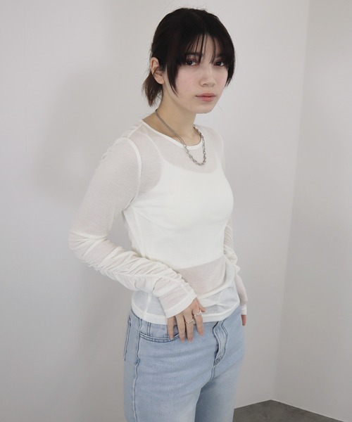 Reurie'（レウリィ） tシャツ 「ZOZO限定」袖シャーリングトップス