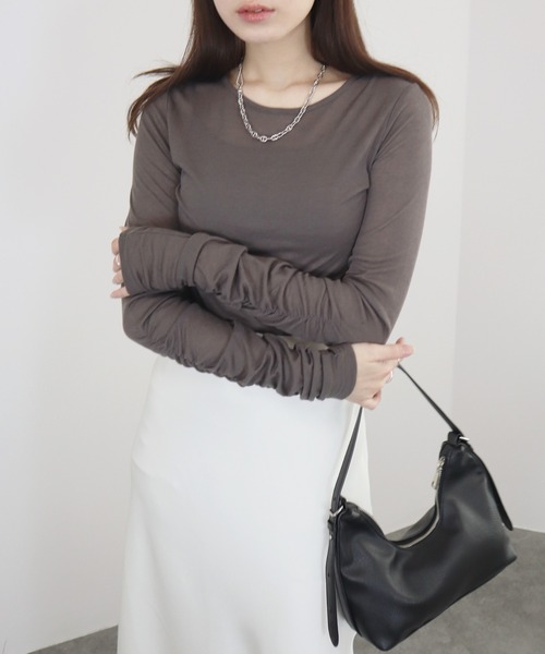 Reurie'（レウリィ） tシャツ 「ZOZO限定」袖シャーリングトップス