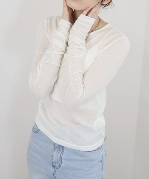 Reurie'（レウリィ） tシャツ 「ZOZO限定」袖シャーリングトップス