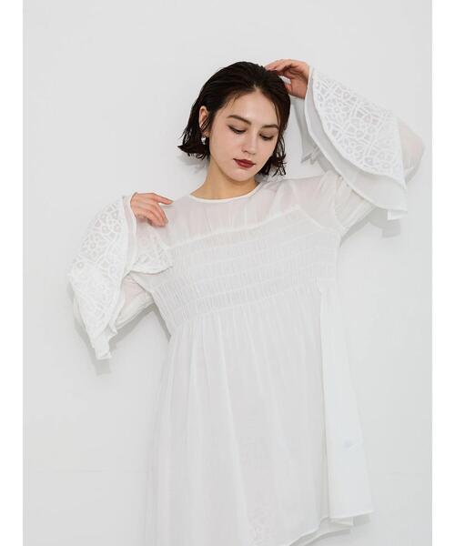 ブラウス シャツ 「Atelier Sucre」レースフレアスリーブシャーリングブラウス「2025spring catalog item」 レディース