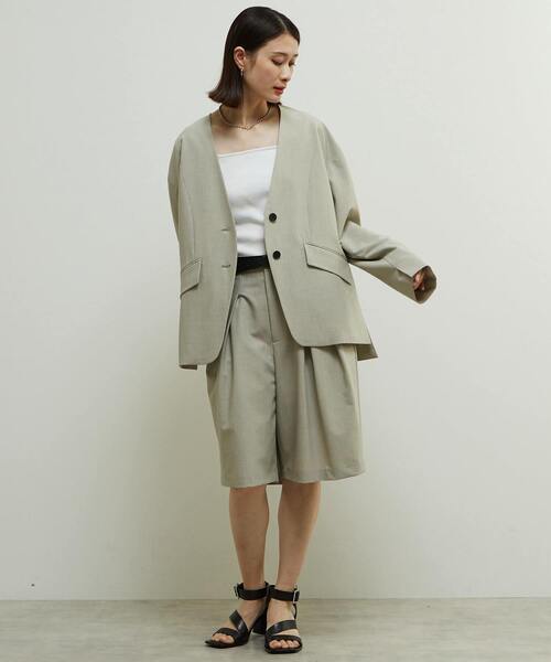 Soffitto 美品 グレー テーラードジャケット SOFFITTO（ソフィット） ジャケット ノーカラージャケット 多機能