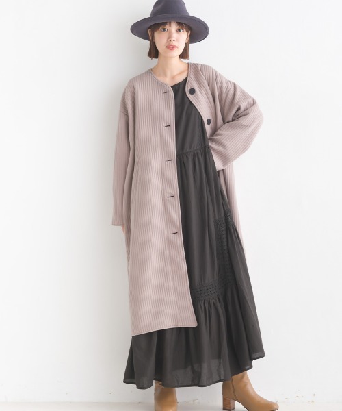 「OMNES」 ノーカラーコート FREE ブラック レディース_画像5