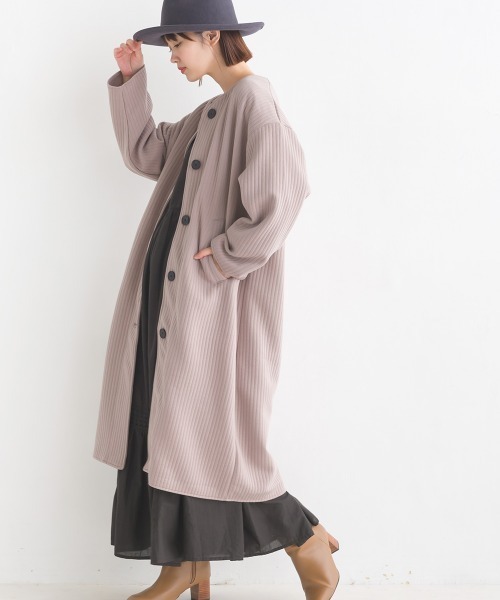 「OMNES」 ノーカラーコート FREE ブラック レディース_画像6