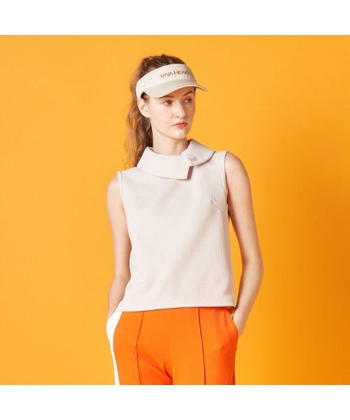 ブラウス シャツ 「VIVA HEART/GOLF」ワッフルロールカラーノースリーブ レディース