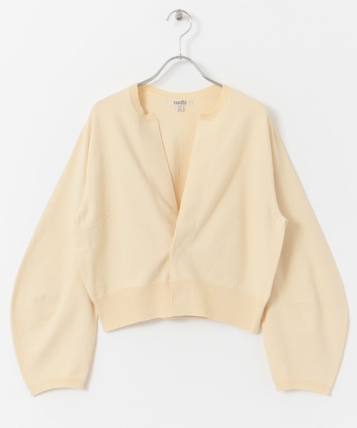 カーディガン unfil　crew-neck cardigan レディース
