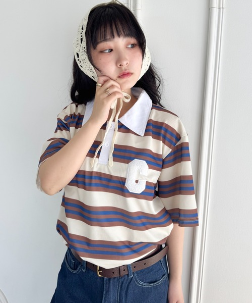 tシャツ マルチボーダーポロシャツ レディース FREAK'S STORE tシャツ マルチボーダー ポロシャツ レディース