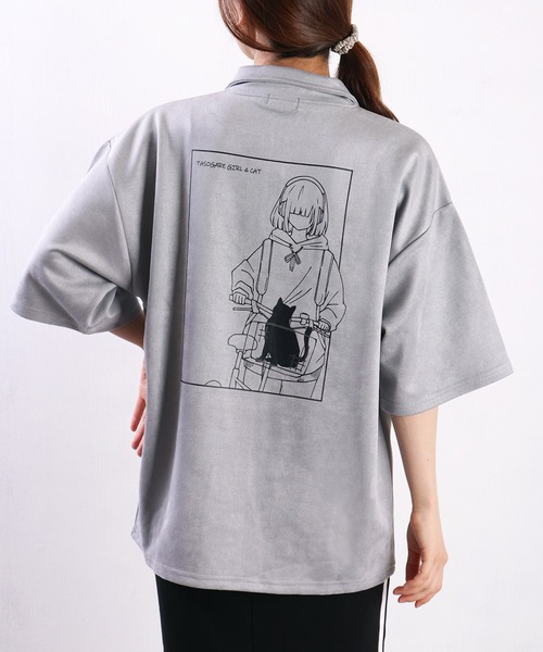 WESTSEA tシャツ TASOGARE GIRL ＆ CAT フェイクスエード