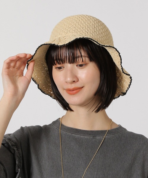 アクセサリー・ヘアアクセサリー RT-77815 LAKOLE（ラコレ） 帽子 ハット レディース 配色透かし編みハット