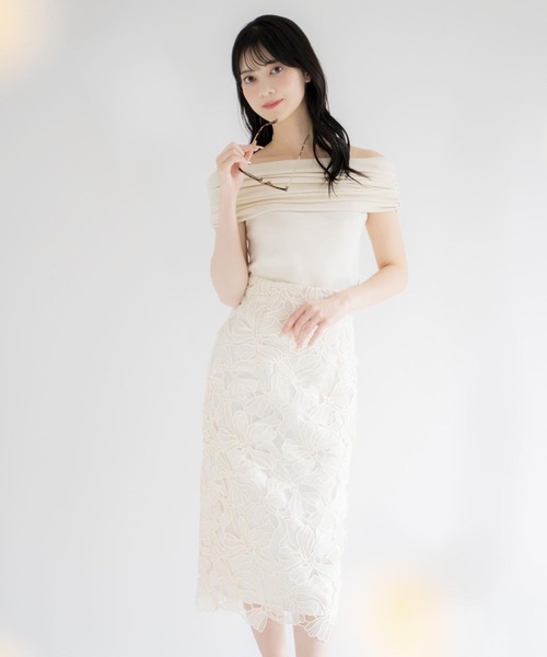 レース　タイト　スカート ノエラ　noela リボン　膝丈　通勤　オフィス リボンレースタイトスカート | タイトスカート | NOELA OFFICIAL