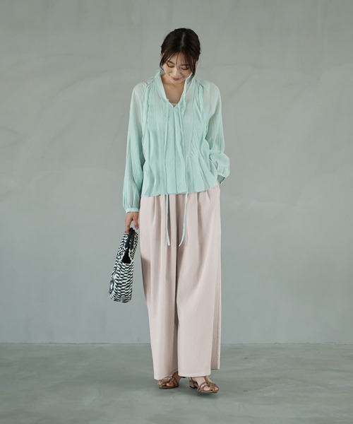 ブラウス シャツ 薄手でシルキーなドレープVネックブラウス レディース STYLE DELI｜薄手でシルキーなドレープVネックブラウス
