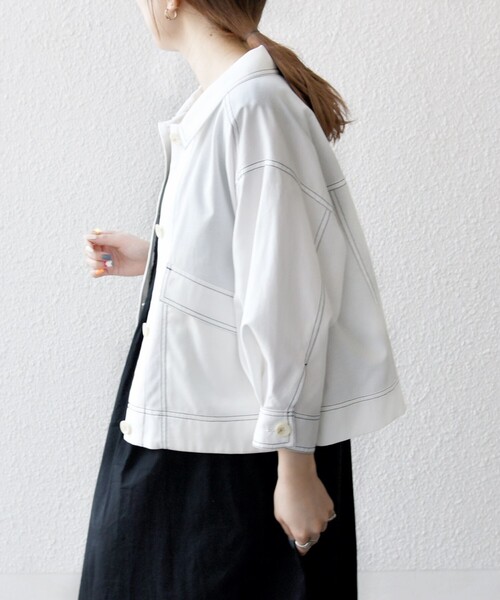 SHIPS any ブルゾン アウター any:「洗濯機可能」オックス ステッチ