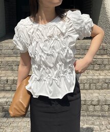 CAPRICIEUX LE'MAGE クロップシャツ ベージュ クロップパフシャツ | CAPRICIEUX LE'MAGE(カプリシュレマージュ