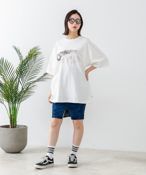 コンバース CONVERSE 白 Tシャツ オーバーサイズ LL