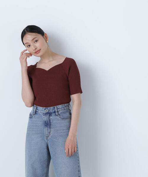 ニット セーター ラグランハートネックニット レディース NATURAL BEAUTY BASIC ニット セーター ラグランハートネック