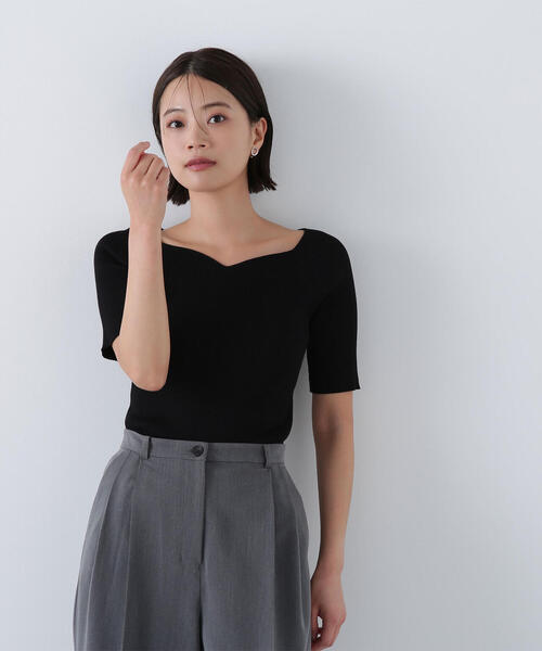 ニット セーター ラグランハートネックニット レディース NATURAL BEAUTY BASIC ニット セーター ラグランハートネック