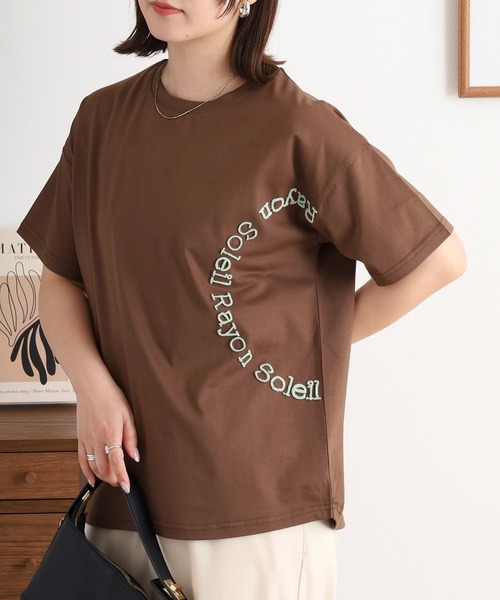 tシャツ BRODIAEA 歯ブラシ加工サークルロゴ半袖Tシャツ レディース